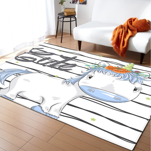 Unicorn 3D Printed Carpet Cartoon Child Bedroom