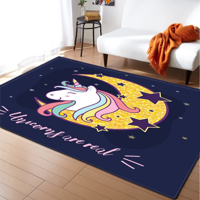 Unicorn 3D Printed Carpet Cartoon Child Bedroom