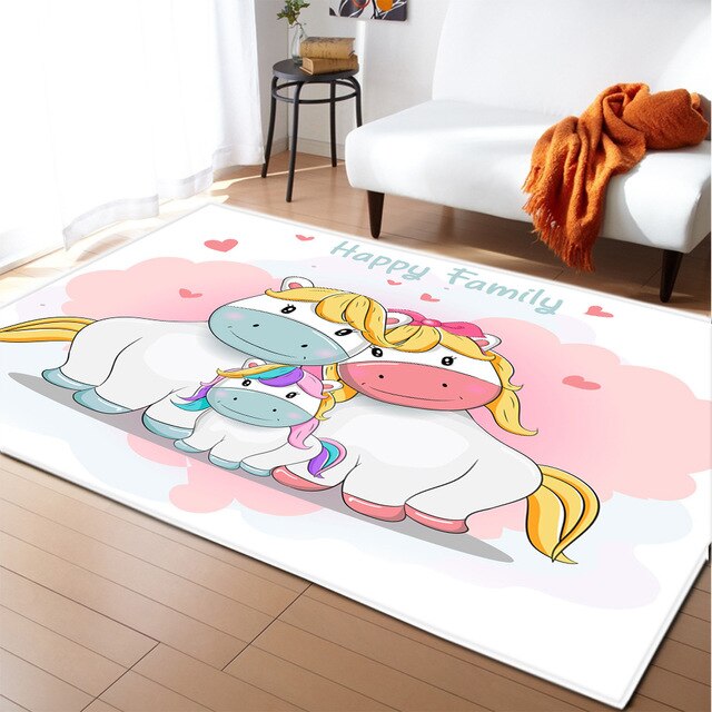 Unicorn 3D Printed Carpet Cartoon Child Bedroom