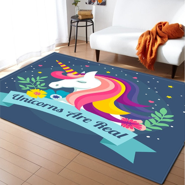 Unicorn 3D Printed Carpet Cartoon Child Bedroom