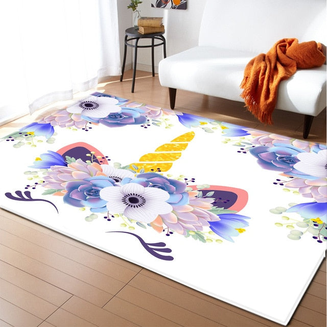 Unicorn 3D Printed Carpet Cartoon Child Bedroom