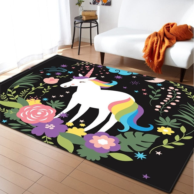 Unicorn 3D Printed Carpet Cartoon Child Bedroom