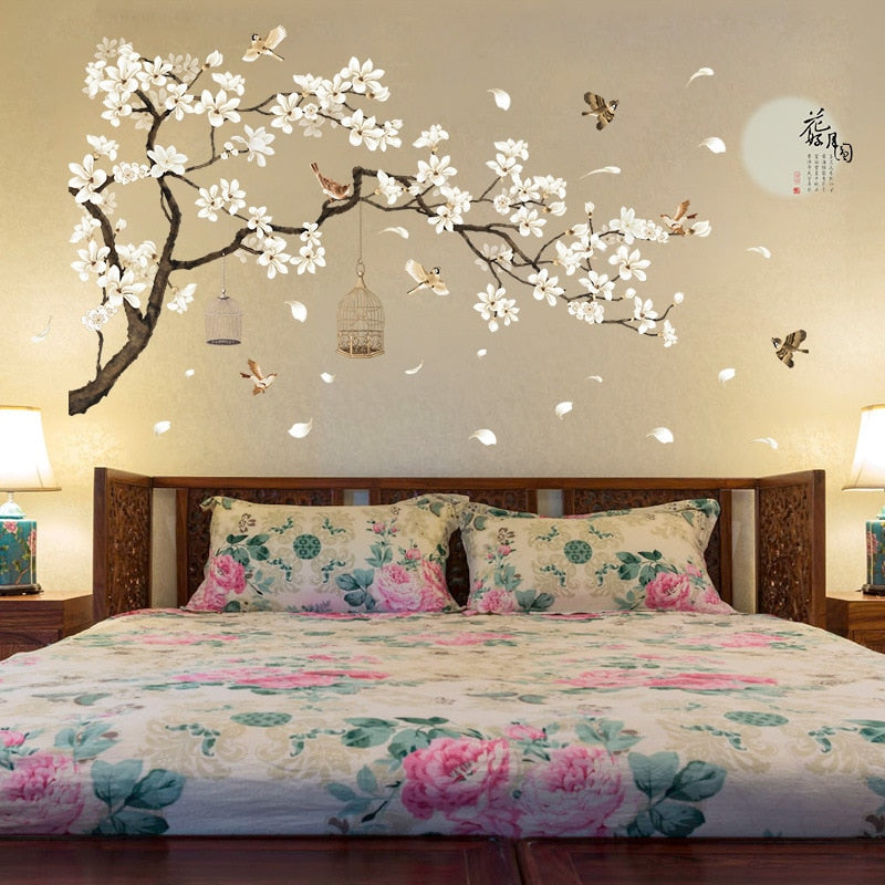 Big Size Tree Wall Stickers Birds Flower Wallpapers