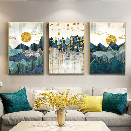 Abstract Geometric Mountain Landscape Wall Art