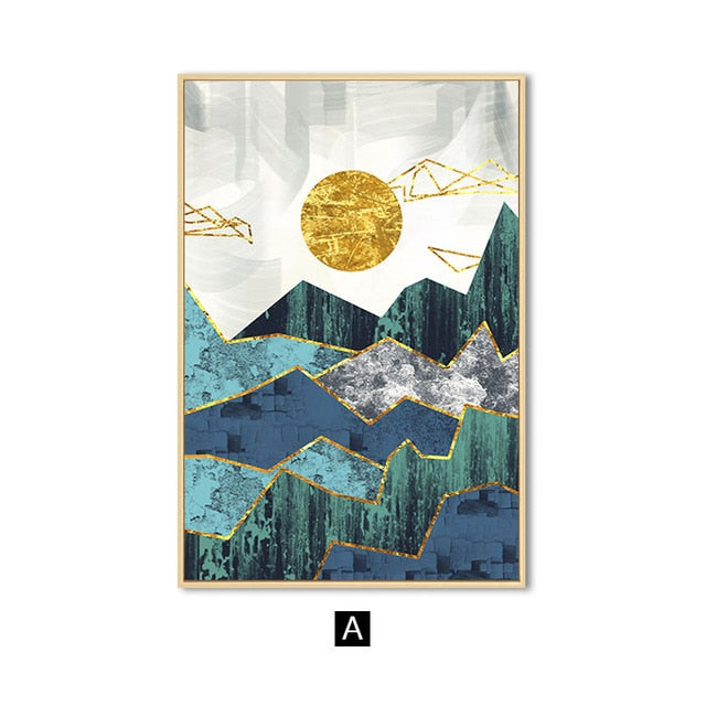 Abstract Geometric Mountain Landscape Wall Art