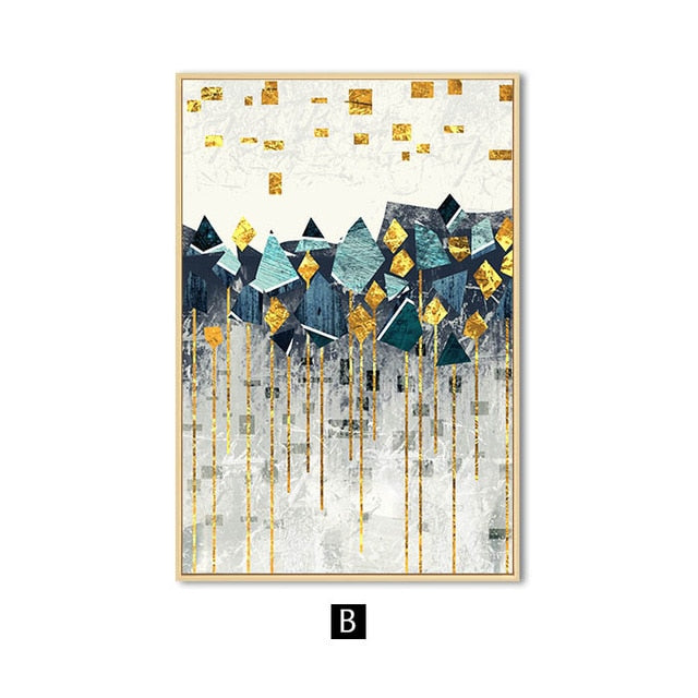 Abstract Geometric Mountain Landscape Wall Art