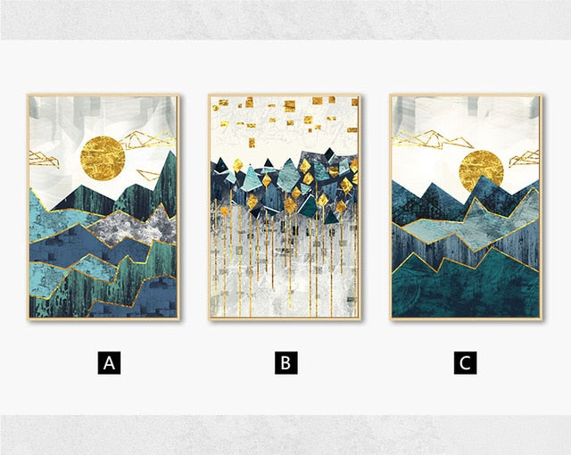 Abstract Geometric Mountain Landscape Wall Art