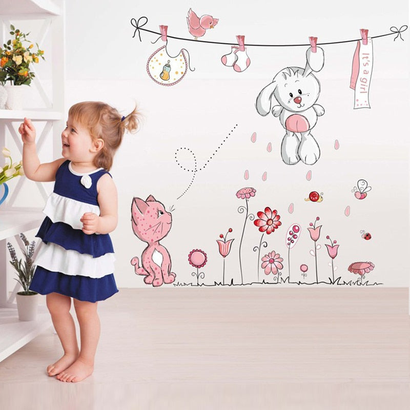 Teddy Bear Umbrella Classroom Wall Decals