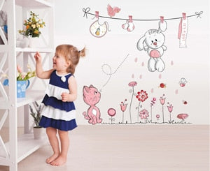 Teddy Bear Umbrella Classroom Wall Decals