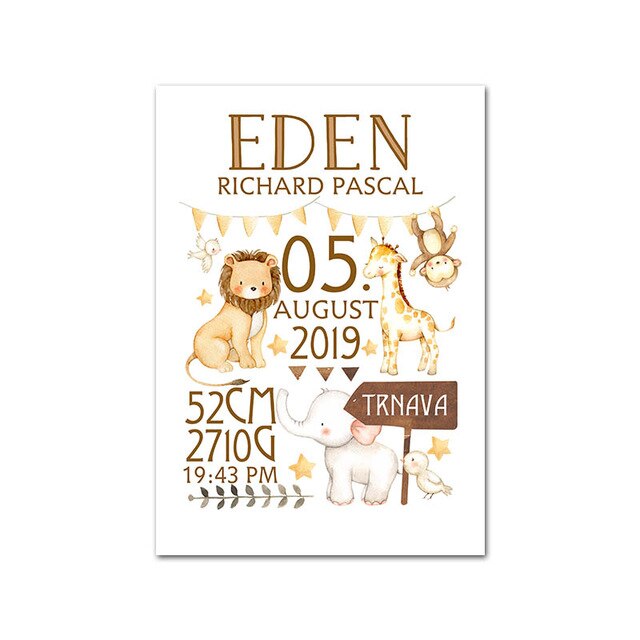 Personalized Baby Birth Poster Nursery Art
