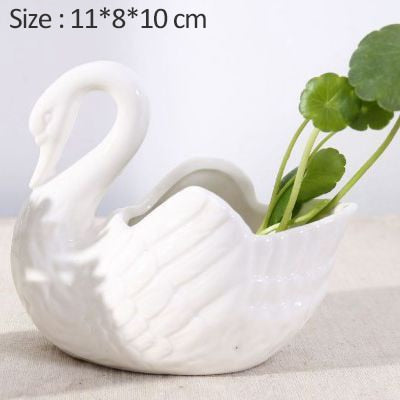 Swan Ceramic Flower pot Candlestick Photography Props