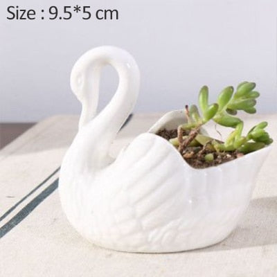 Swan Ceramic Flower pot Candlestick Photography Props