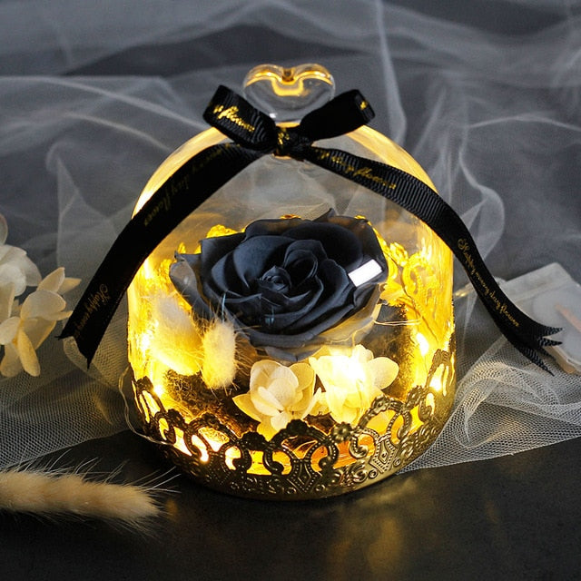 Exclusive Rose In Glass Dome With Lights