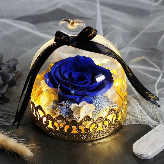Exclusive Rose In Glass Dome With Lights