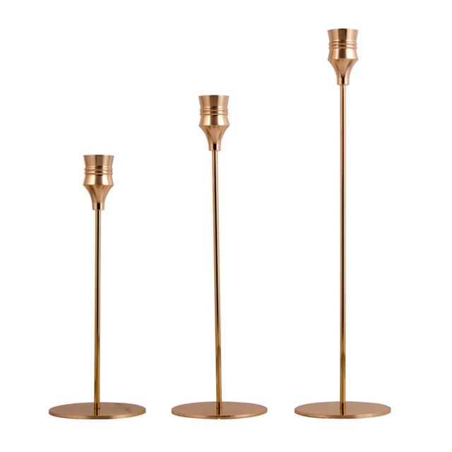 Metal Candle Holder Simple Golden Wedding Decoration