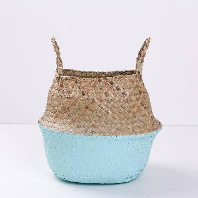 Baskets Foldable Laundry Straw Patchwork