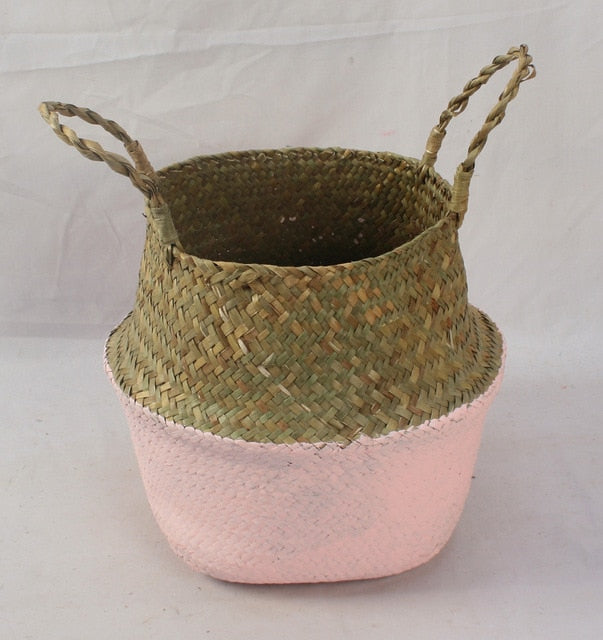 Baskets Foldable Laundry Straw Patchwork