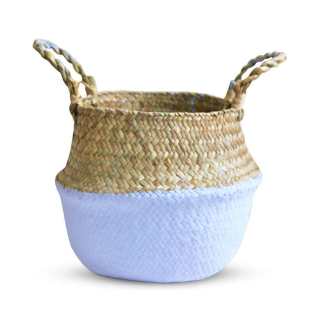 Baskets Foldable Laundry Straw Patchwork