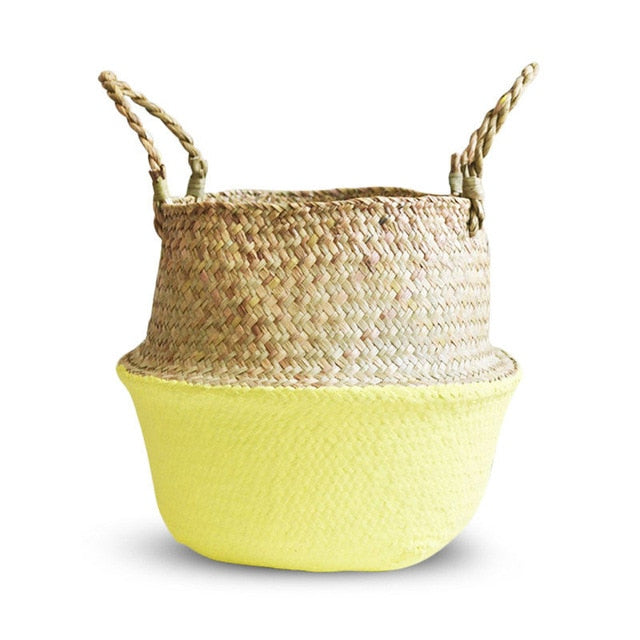 Baskets Foldable Laundry Straw Patchwork