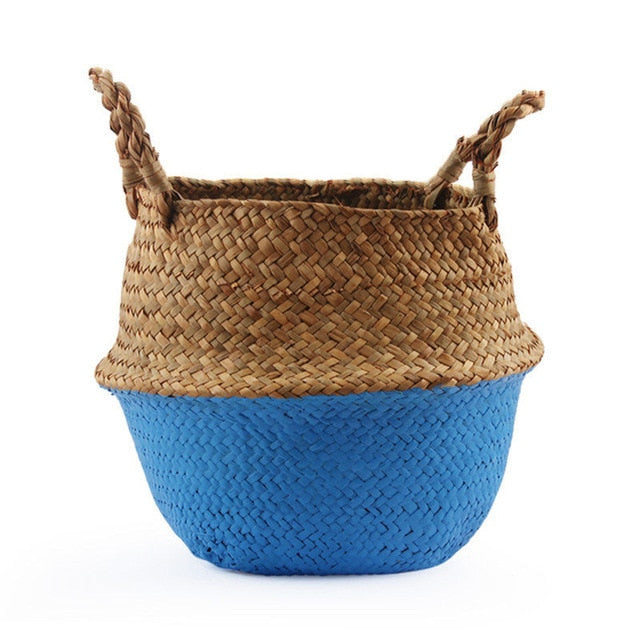 Baskets Foldable Laundry Straw Patchwork