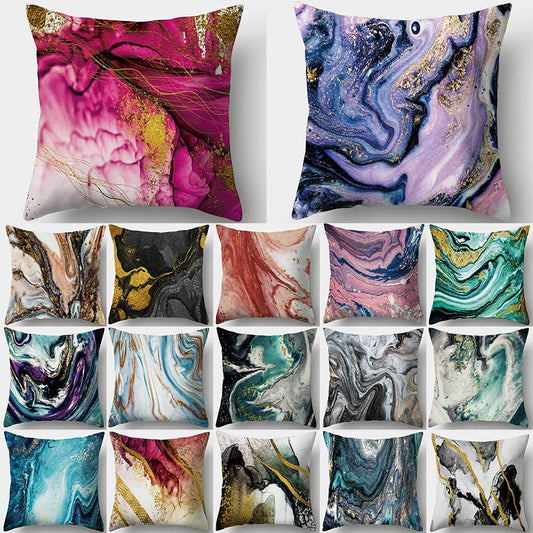 Golden Marble Geometric Decorative Cushion