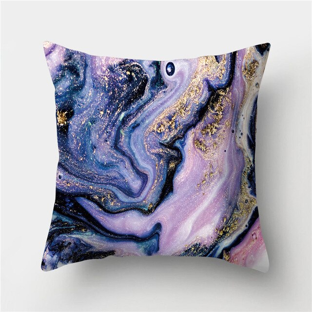 Golden Marble Geometric Decorative Cushion