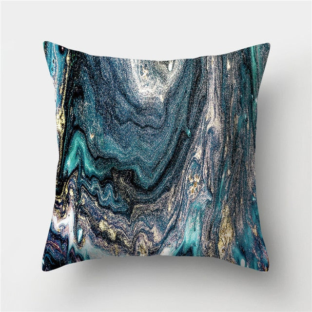 Golden Marble Geometric Decorative Cushion