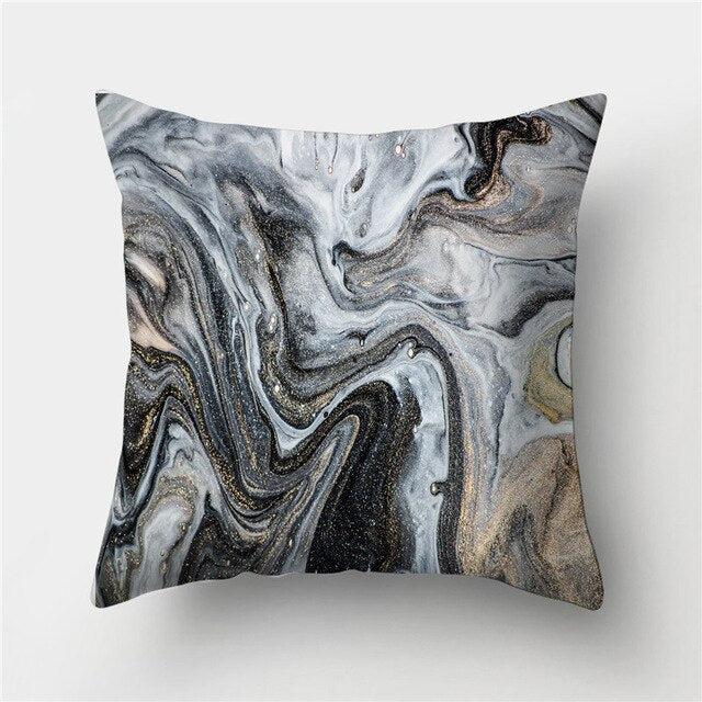 Golden Marble Geometric Decorative Cushion