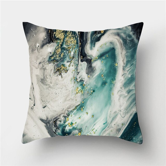 Golden Marble Geometric Decorative Cushion