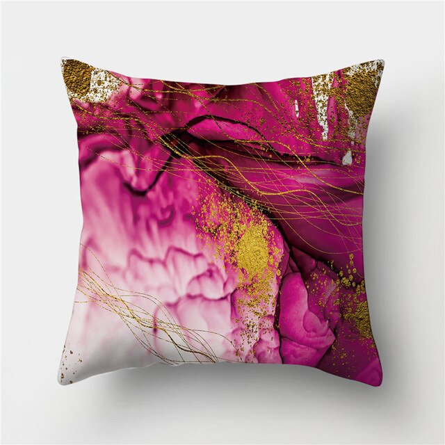 Golden Marble Geometric Decorative Cushion