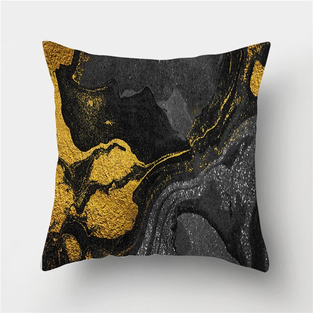 Golden Marble Geometric Decorative Cushion