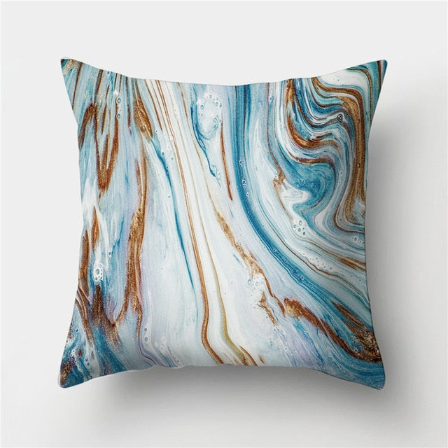 Golden Marble Geometric Decorative Cushion