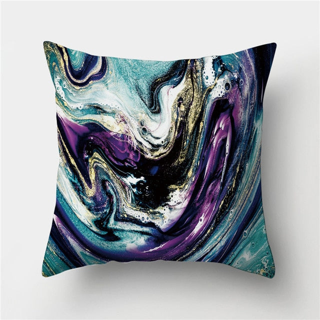 Golden Marble Geometric Decorative Cushion