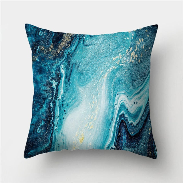 Golden Marble Geometric Decorative Cushion