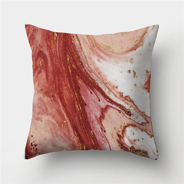 Golden Marble Geometric Decorative Cushion