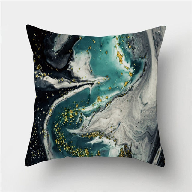 Golden Marble Geometric Decorative Cushion
