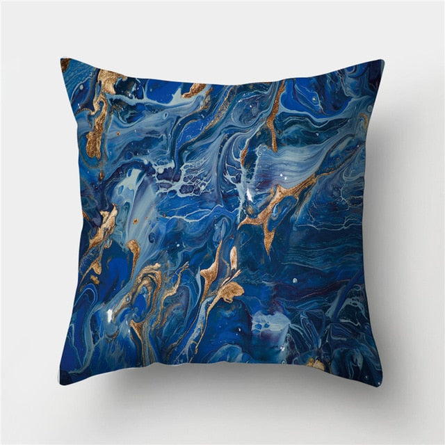 Golden Marble Geometric Decorative Cushion