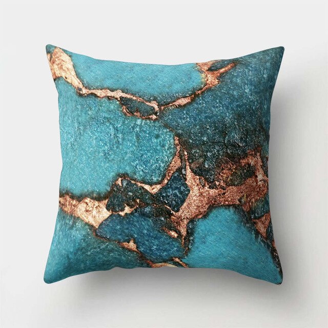 Golden Marble Geometric Decorative Cushion