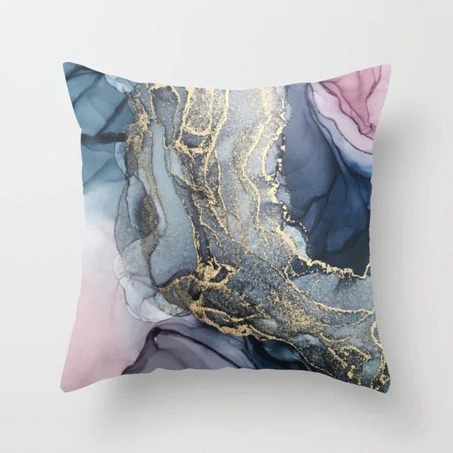 Golden Marble Geometric Decorative Cushion