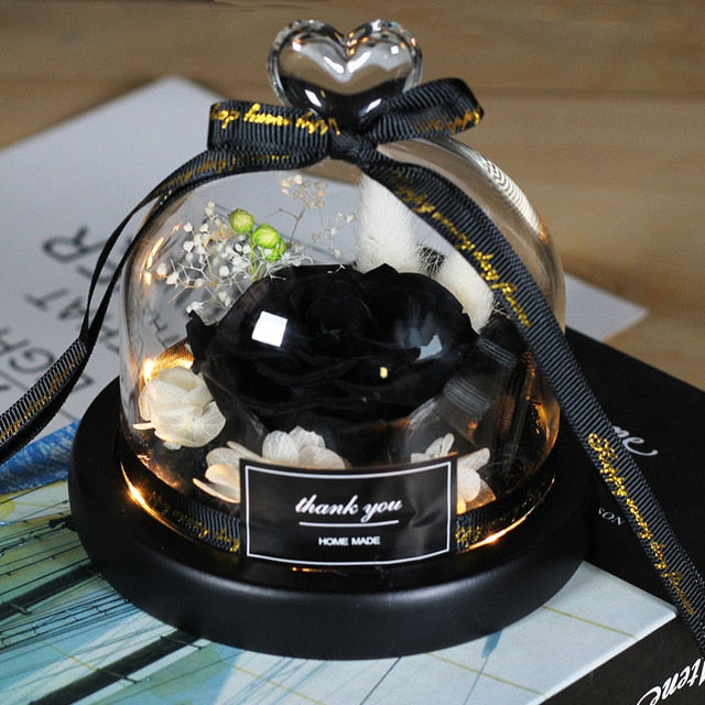 Exclusive Rose In Glass Dome With Lights