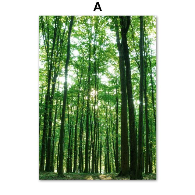 Green Forest Leaves Fog Mountain Quotes Wall Art
