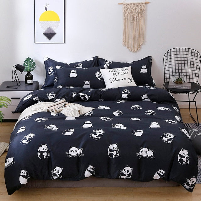 Textile Cyan Cute Cat Kitty Duvet Cover