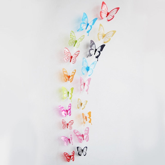 3d Effect Crystal Butterflies Wall Sticker