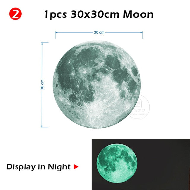 Luminous moon and stars wall stickers