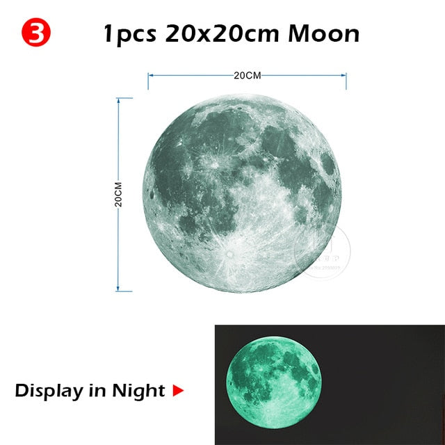 Luminous moon and stars wall stickers