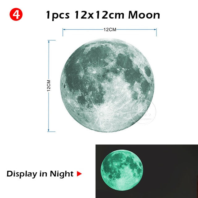 Luminous moon and stars wall stickers