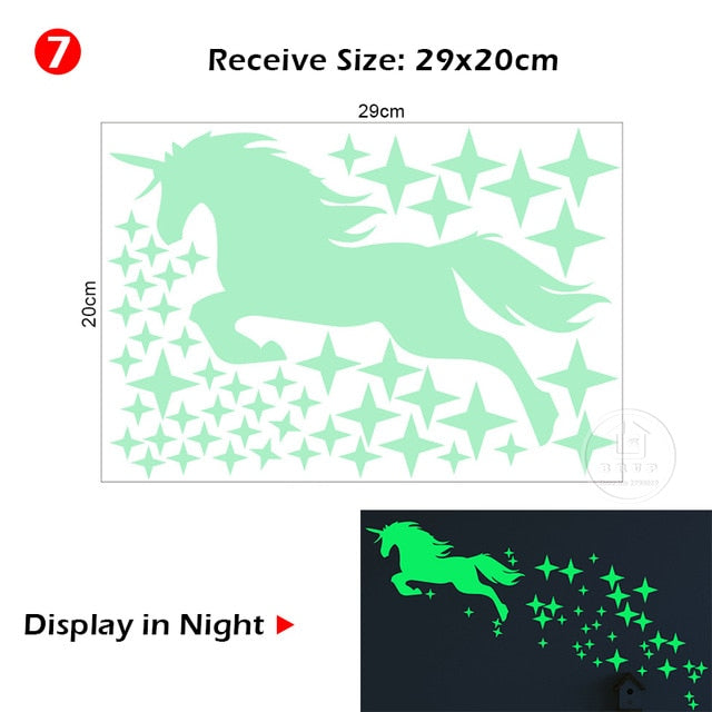 Luminous moon and stars wall stickers