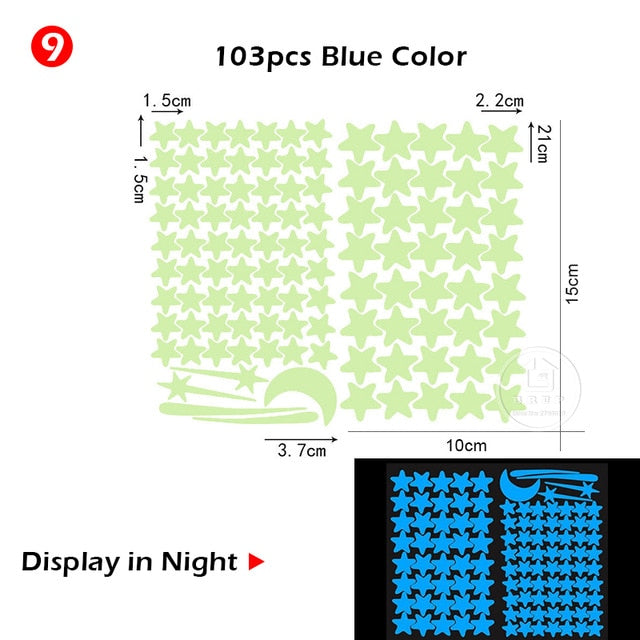 Luminous moon and stars wall stickers