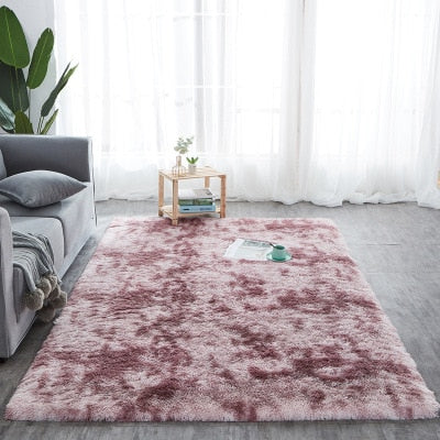 Shaggy tie-dye carpet printed