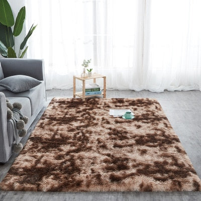 Shaggy tie-dye carpet printed